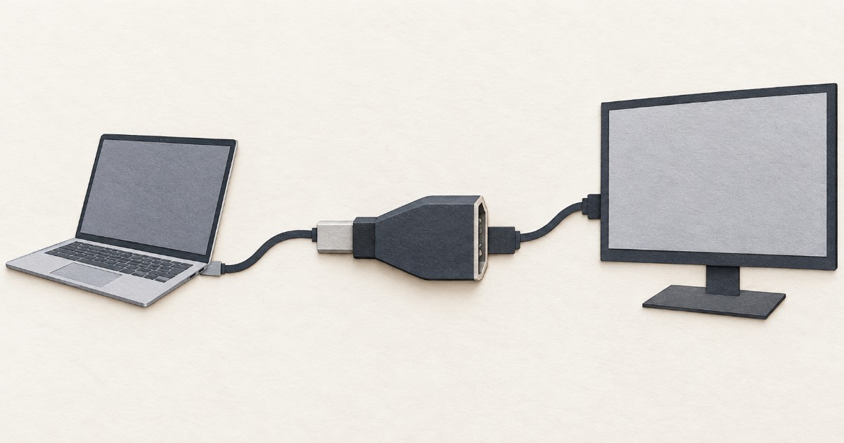 Převodník spojující notebook s plochým monitorem
